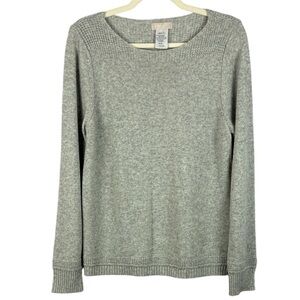 Hekla & Co. Merino Wool Cashmere Blend Heather Gray Boatneck Knit Sweater